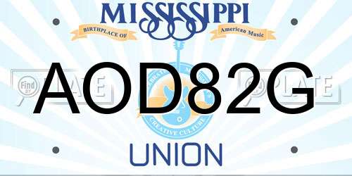 AOD82G Mississippi License Plate