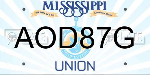 AOD87G Mississippi License Plate