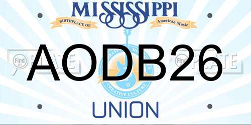 AODB26 Mississippi License Plate