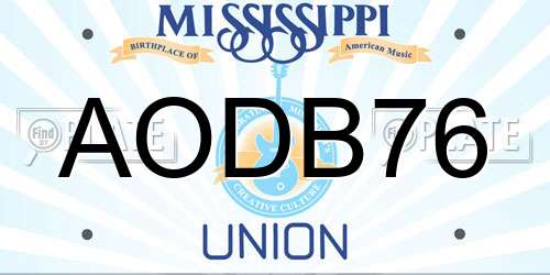 AODB76 Mississippi License Plate