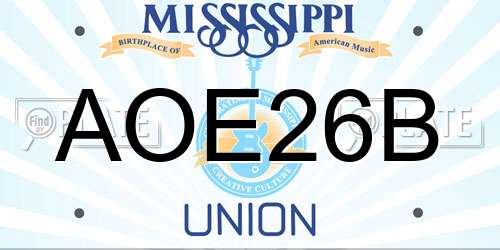 AOE26B Mississippi License Plate