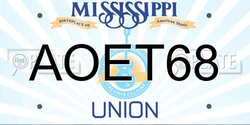 AOET68 Mississippi License Plate