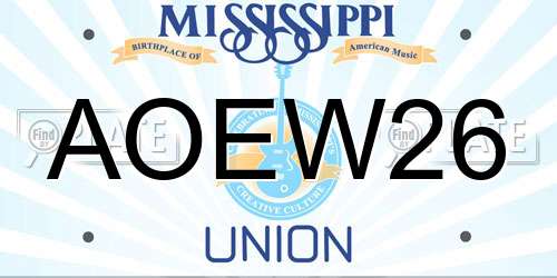 AOEW26 Mississippi License Plate