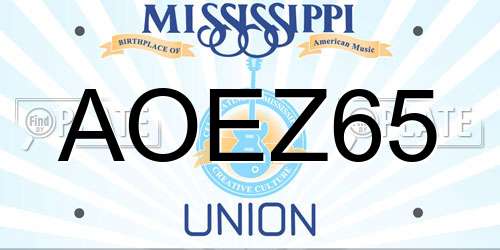 AOEZ65 Mississippi License Plate