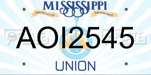 AOI2545 Mississippi License Plate
