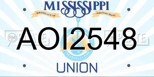 AOI2548 Mississippi License Plate