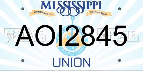 AOI2845 Mississippi License Plate
