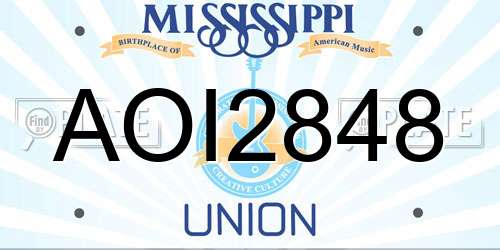 AOI2848 Mississippi License Plate