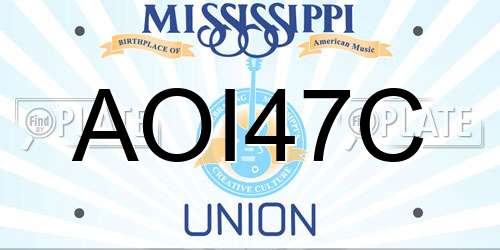 AOI47C Mississippi License Plate