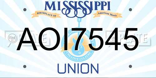 AOI7545 Mississippi License Plate