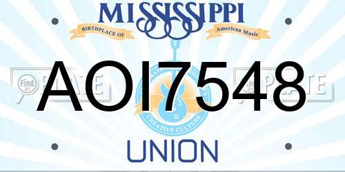 AOI7548 Mississippi License Plate