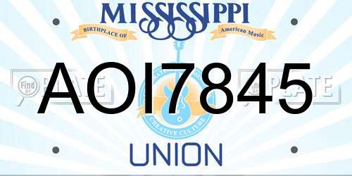 AOI7845 Mississippi License Plate