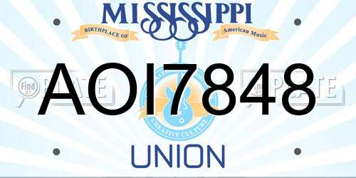 AOI7848 Mississippi License Plate