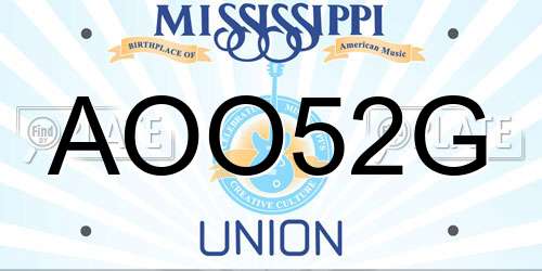 AOO52G Mississippi License Plate