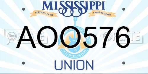 AOO576 Mississippi License Plate