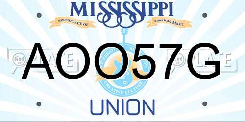 AOO57G Mississippi License Plate