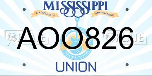 AOO826 Mississippi License Plate