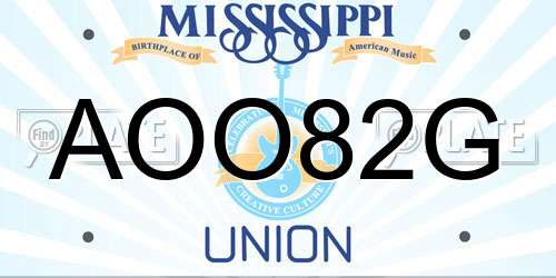 AOO82G Mississippi License Plate