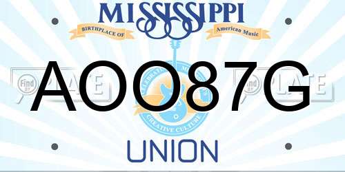 AOO87G Mississippi License Plate