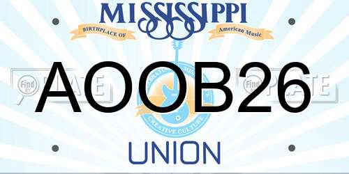 AOOB26 Mississippi License Plate