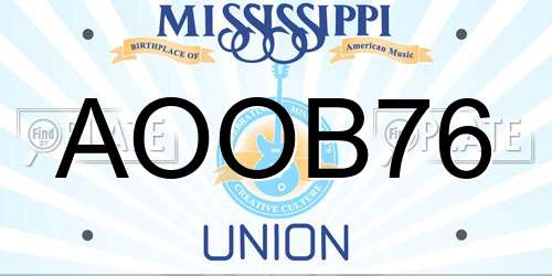 AOOB76 Mississippi License Plate
