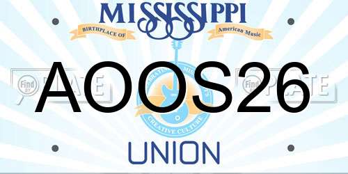 AOOS26 Mississippi License Plate