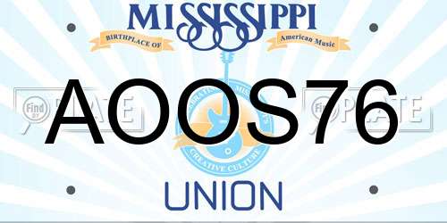 AOOS76 Mississippi License Plate