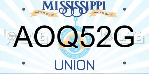 AOQ52G Mississippi License Plate