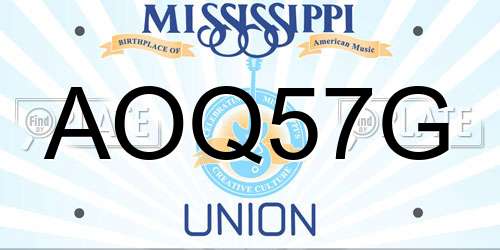 AOQ57G Mississippi License Plate