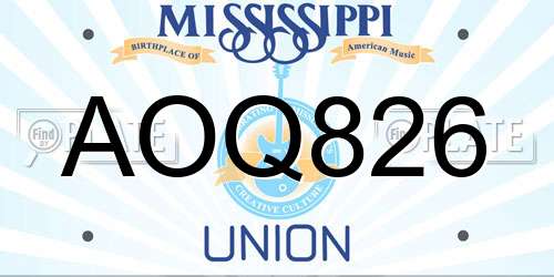 AOQ826 Mississippi License Plate