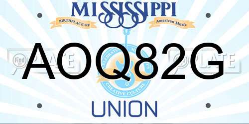 AOQ82G Mississippi License Plate