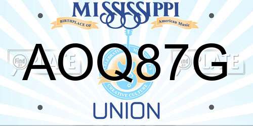 AOQ87G Mississippi License Plate