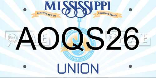 AOQS26 Mississippi License Plate