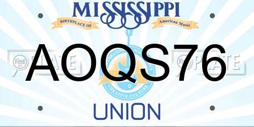AOQS76 Mississippi License Plate