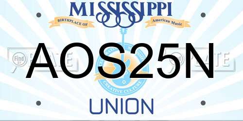 AOS25N Mississippi License Plate