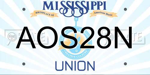 AOS28N Mississippi License Plate