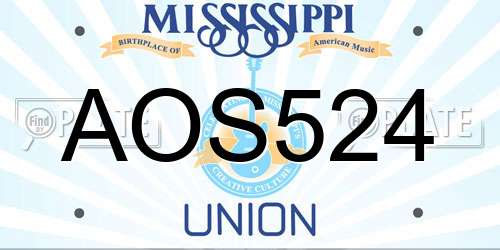 AOS524 Mississippi License Plate