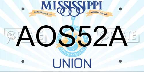 AOS52A Mississippi License Plate