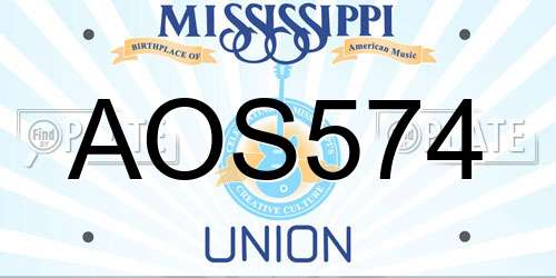 AOS574 Mississippi License Plate