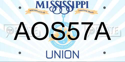 AOS57A Mississippi License Plate
