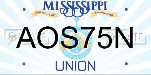 AOS75N Mississippi License Plate