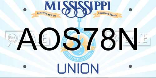 AOS78N Mississippi License Plate