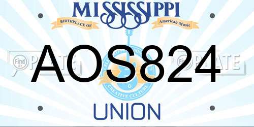 AOS824 Mississippi License Plate