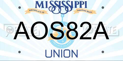 AOS82A Mississippi License Plate