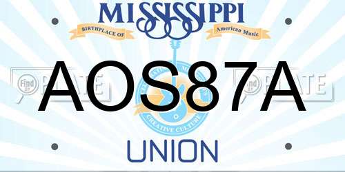 AOS87A Mississippi License Plate