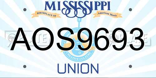 AOS9693 Mississippi License Plate