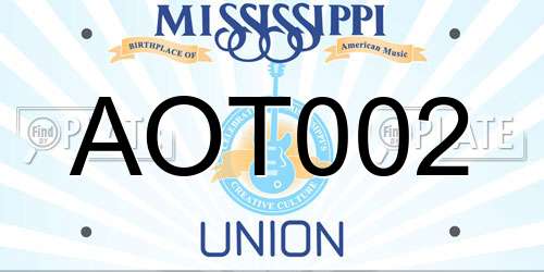 AOT002 Mississippi License Plate