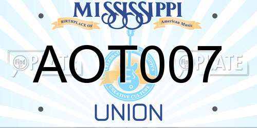 AOT007 Mississippi License Plate