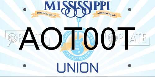 AOT00T Mississippi License Plate