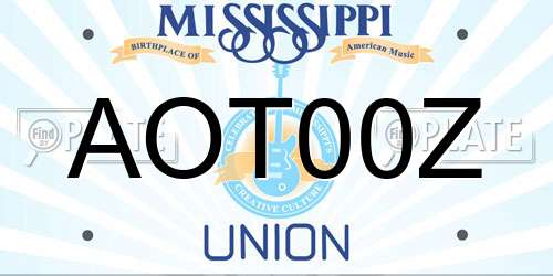 AOT00Z Mississippi License Plate